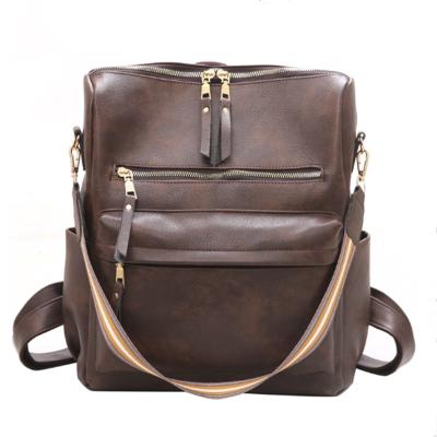 China Multifunctional Wholesale Custom Logo Travel Backpack Bags Women PU Leather Rucksacks With Shoulder Strap Cross - Body Sling Bag for sale