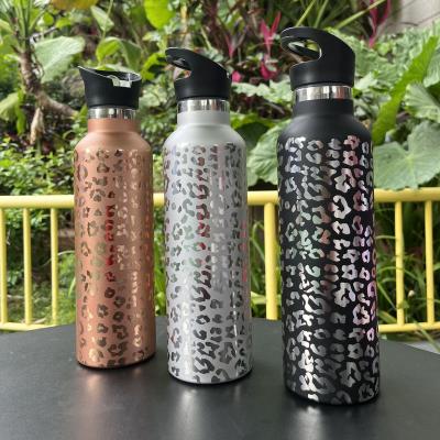 China Viable Wholesale RTS Leopard Stainless Steel 25 Ounce Black Water Bottle Cheetah Tumbler With Lid DOM117-1175 for sale