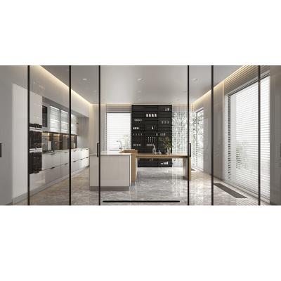 China Modern White High Gloss Lacquer Kitchen Pantry Glass Door Sideboard Design for sale