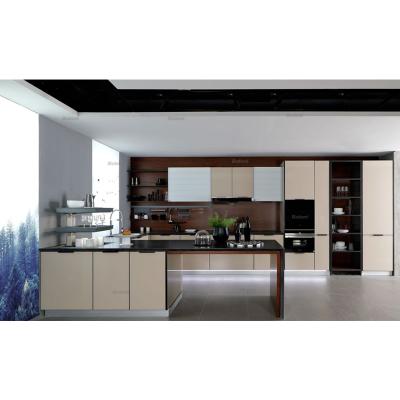 China Modern High Gloss Lacquer Gray Kitchen Cabinets From Ireland Modern Design With Glass Door for sale