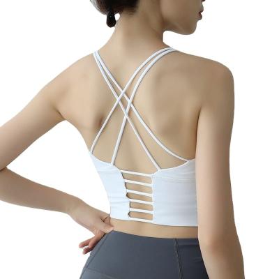 China Breathable Thin Back Bra Ladies Beauty Shoulder Strap Shockproof Gathered Underwear No Ring Sports Yoga Tops Steel Vest for sale