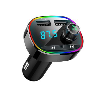 China Colorful USB Fast Car Charger Support Siri Car BT Lights Dual USB Charger 1678-1 BT 5.0 FM Transmitter Handsfree Car MP3 Player for sale