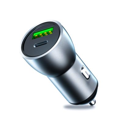 China Dual USB Car Charger 2204 USB C Car Charger PD&QC Adapter Super Mini Metal 2 X USB Dual USB Car Fast Port Charging for sale