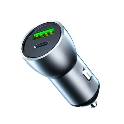 China Dual USB Charger 2204 Dual Ports Palladium QC Car Charging Adapt 3A Fast Metal Charging Phone Cigarette Lighter USB C USB A Car Charger for sale