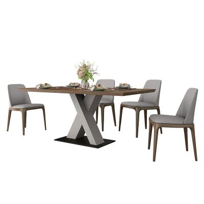 China Dining Table Other) 2022 Home Restaurant Furniture (Chinese Style Adjustable New Arrival Set Wooden MDF 4 Seaters Dining Table Head With Chair for sale