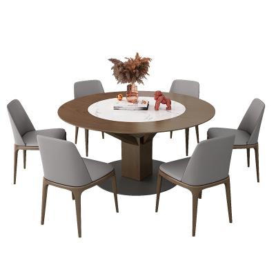 China (Others)Adjustable Luxurious Dining Table Set Dining Room Furniture Marble Round Top Natural Wood Banquet Dining Tables Set From China for sale