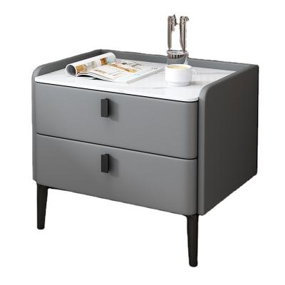China Modern Luxury Solid Oak Marble Industrial Nightstand Wooden Industrial Nightstand (Others) Adjustable Top 2 Drawer Storage for sale