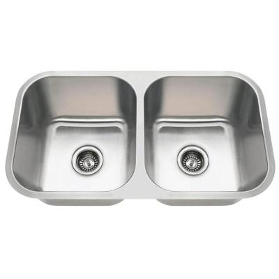 China Without Faucet Manufacturer Stainless Steel Kitchen Sinks 8046 Undermount Double Bowl Stainless Steel Sink for sale