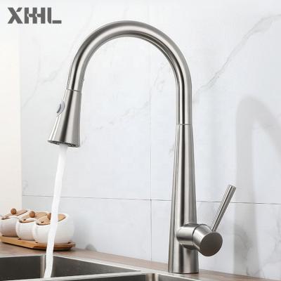 China Pull Out Spray Faucets Factory Single Handle Commercial High Arc Pull Out Spray Head Kitchen Sink Faucets for sale