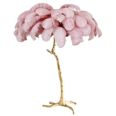 China Floor Lamp Shade Hotel Decoration Designer Modern Palm Tree Stand Resin Ostrich Feather Standing Floor Lamp for sale