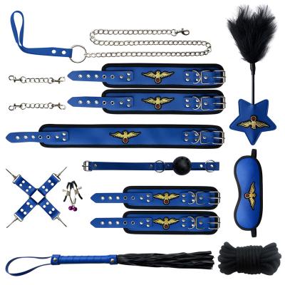 China Black Bondage Sexy Fun 11 Pcs Under Bondage Kit Restraints Love Cuff Bed Bracelets Set For Couples Toys Bondage Costume for sale