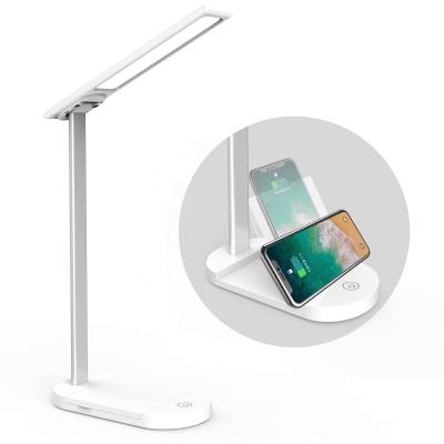 China Modern Led Table Lamp Wireless Charger Mobile Phone Foldable Usb Charging Qi Wireless Charger Phone Led Desk Lamp for sale