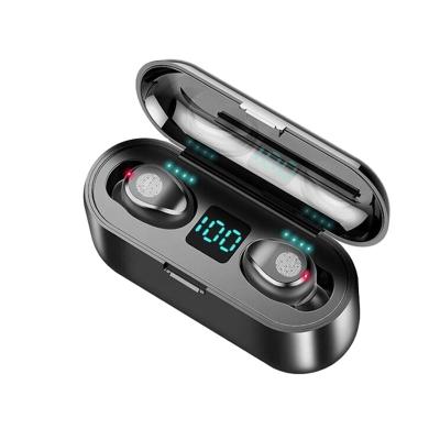 China Wearing comfortable/perfect sound/waterproof earphone/led Digital Display F9 TWS Earbuds 2000mAh Mini Digital Earbuds True Wireless BT for sale