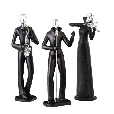 China Contemporary Modern 11inch Art Crafts Figurines Decorative Ornaments Abstract Resin Musician Statue for sale