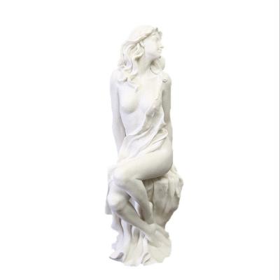 China Contemporary White Nude Lady Statue Art Figure Female Sandstone Resin Statue for sale