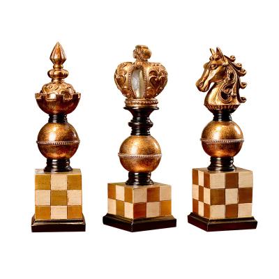 China Vintage Resin European Decorative Large Size Art Handmade Carved International Chess Statues for sale