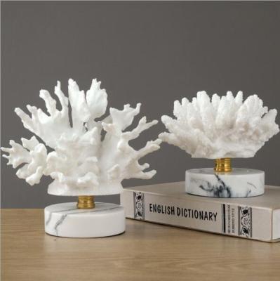 China Handmade Crafted Luxury Coral Sea Decor Resin Decor Artificial White Coral Carving Luxury Home Accessory for sale