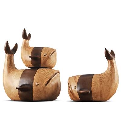 China Whale Sculpture Home Decoration Set Wooden Resin Whale Sculpture Home Decoration Set for sale