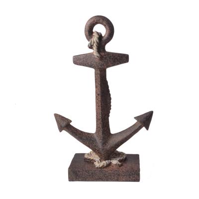 China Handmade Carved Antique Ornament Resin Retro Decor Boat Anchor Figurine Statue Home Sculpture Vintage for sale