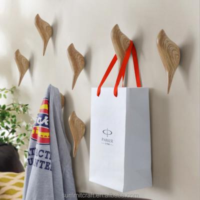 China Wooden Sustainable Resin Like 3d Bird Hook Color Painted Wall Hook for sale