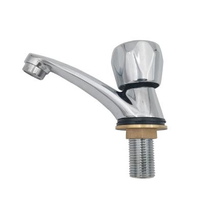 China Metered Faucets Basin Water Faucet Zinc Alloy Deck Mounted Single Hole Single Lever Faucet Bathroom Mixer Tap for sale