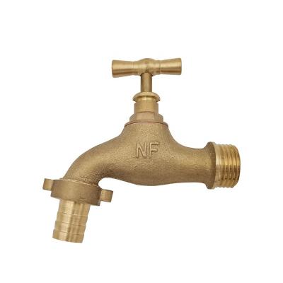 China Traditional Brass Slow Open Bibcock With 1/2 Hose Connector 3/4 Water Tap Garden Hose Tap T Bar Wall Mounted Outdoor Shut Off Valve for sale