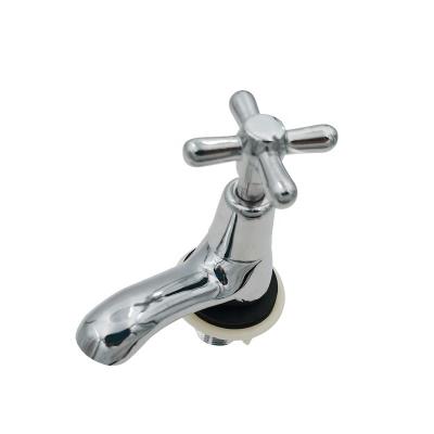 China Metered Faucets Brass Deck Mounted Cold Water Basin Faucet Cross Handle Slow Open Single Hole Faucet for sale