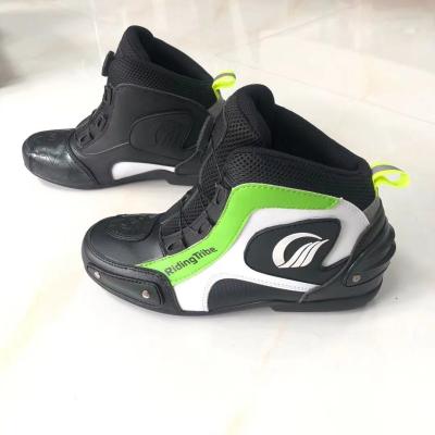 China Brand Motorcycle Adventure Green Shoes And Fashionable White Color Anti-UV Racing Motorbike Shoes With Turn Button for sale