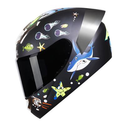 China PP/Plastic LVCOOL Motorcycle Offroad Motocross Protection Reinforcing With Big Tail Full-face Helmet for sale