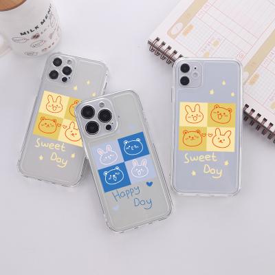 China Cute Soft Day Phone Case Bear Cartoon Clear Cover For iphone 13 12 z11 Case Cover Rabbit Anime Transparent Design for sale