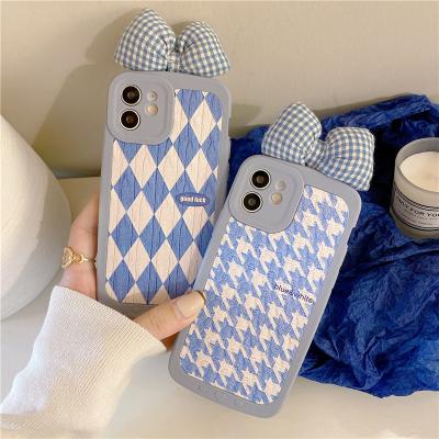 China With bowknot design ins bowknot girls phone case cover for iphone 13 soft tpu lattice idesign cell phone cover wholesale for sale