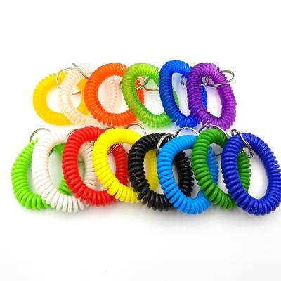 China Functional Hot Stretch Flexible Coil Bracelet Spring Main Chain Bracelet Sale Amazon Key Chain for Sauna Gym Swimming Pool ID Badge Whistle for sale