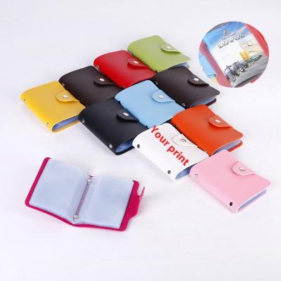 China Wholesale Neutral Blank Credit Leather Business Card Holder Bag Custom 10 Color Stock Logo Printing Cards Case Bag For Promotional Gifts for sale