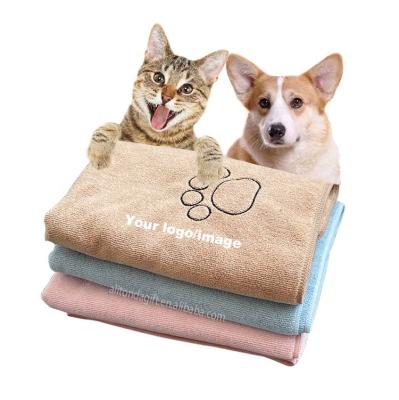 China Custom Super Absorbent Microfiber Print Microfiber Pet Stock Towel Pet Logo Dry Cleaning Bath Towel For Pet Promotional Gifts for sale