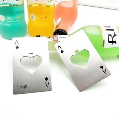 China Wholesale Promotional Logo Beer Bottle Opener Wholesale Logo Ace Shape Card Metal Custom Bottle Opener For Bar Club for sale