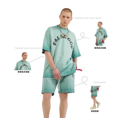 China Anti-Wrinkle 2 Piece Set Custom Oversized T-Shirt Sets Cotton Polyester For Mens T Shirts In Stock Or OEM Brand for sale