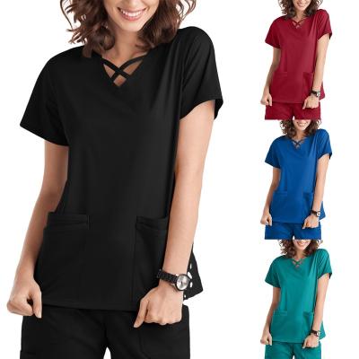 China Hospital Enchi Factory Wholesale Scrubs Nurse Scrubs Spandex 4 Way Stretch With Custom Made Plus Size for sale