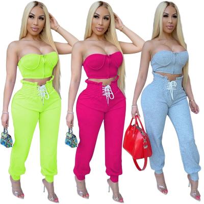 China 2020 Anti-Wrinkle 2 Pieces Set Women Sportswear Women Clothing Summer Sexy Two Piece Set Outfits for sale