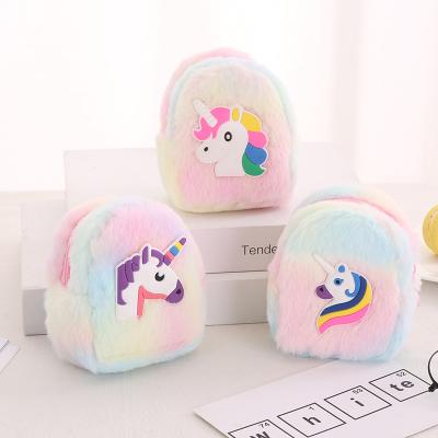 China Creative Color Matching Unicorn Mini Coin Purse Unicorn Backpack Shape Animal Coin Purse Zipper Portable Fashion Plush Toy for sale