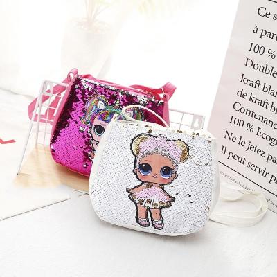 China Waterproof Children Pu Leather Baby Pattern Shoulder Bags Mini Leisure Sequins Crossbody Shoulder Bag for sale