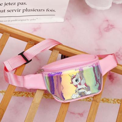 China Portable Cartoon Unicorn Laser Crossbody Bag Colorful Unicorn Crossbody Waist Bag Waterproof Kids Sports for sale