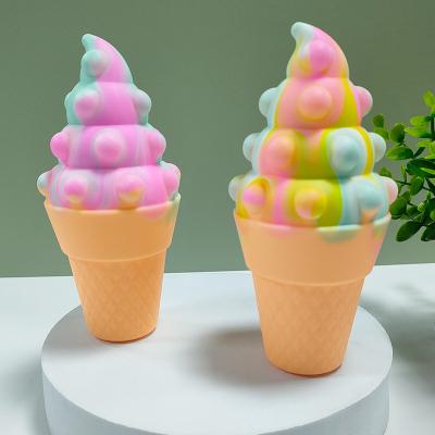 China Adults Kids Chill Toys 3D Ice Cream Stir Toy Silicone Cartoon Ice Cream Shape Push Noise Stirring Person Toy For Kids for sale