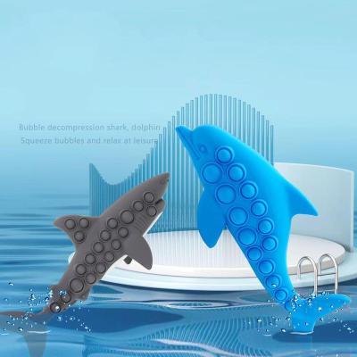 China Adults Children Relaxation Toys Children 3D Dolphin Shape Silicone Noise Stir Bubble Toy Creative Shark Push Pop Sensory Sensory Toys for sale