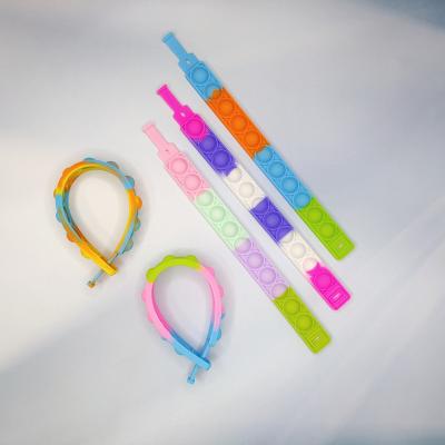 China Adults Children Relaxation Toys Push Noise Bracelet Kids Toys Educational Decoration Colorful Silicone Bracelet for sale