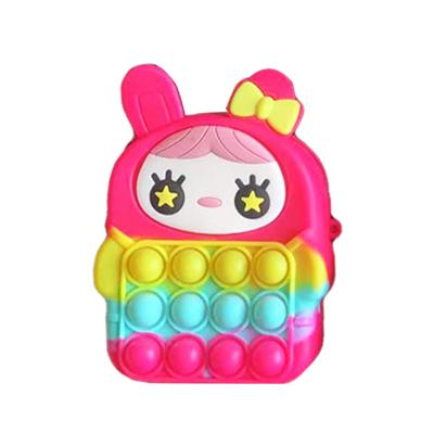 China Adults Children Movable Busy Person Toy Rainbow Pop Purse Bag Silicone Creative Animal Pop Coin Purse Shoulder Bags Relaxing Toys for sale