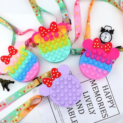 China Kids Adults Relaxation Toys Arc-knot Silicone Busy Person Coin Purse Bag Decompression Toys Animal Ears Pop Up Purse Bag for sale