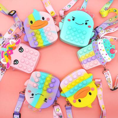 China Adults Children Little Girl Silicone Coin Purse Pop Bag Rabbit Chill Out Toys Duck Animal Shape Large Unicorn Wiggle Purse Bag for sale