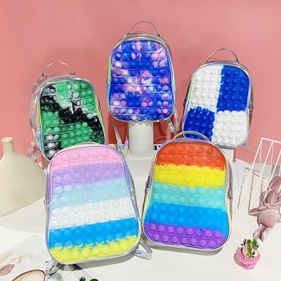 China Adults Children Relaxation Toys Children Educate Backpack Decompression Toys Waterproof Silicone Zipper Noise Backpack for sale