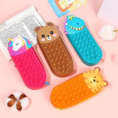 China Adults Children Relaxing Toys Portable Silicone Unicorn Pencil Bag Busy Person Stationery Noise Creative Pencil Bag For Kids for sale