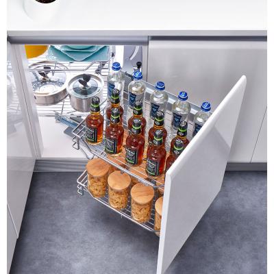 China Sustainable Kitchen Cabinet Door Pull Out Storage Kitchen Corner Magic Corner Basket Tray Magic Corner for sale